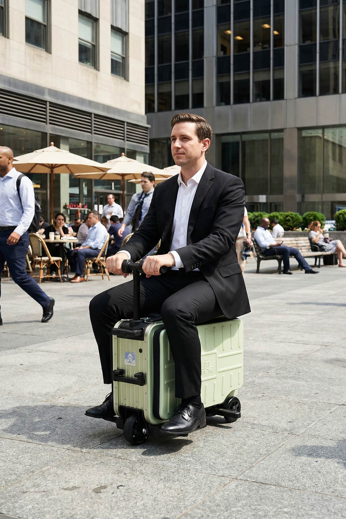 Elala Lite 1 Rideable Electric Scooter Luggage Green