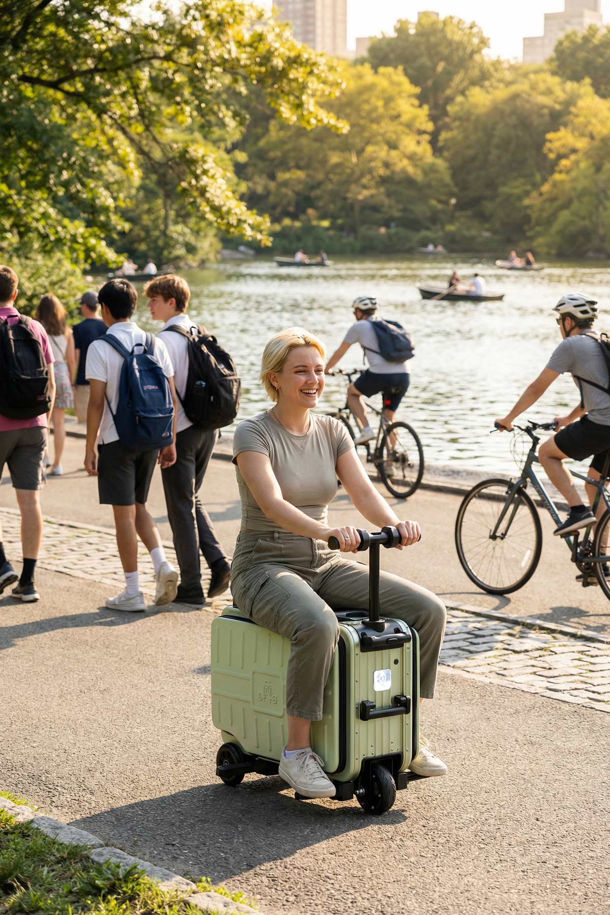 Elala Lite 1 Rideable Electric Scooter Luggage Green