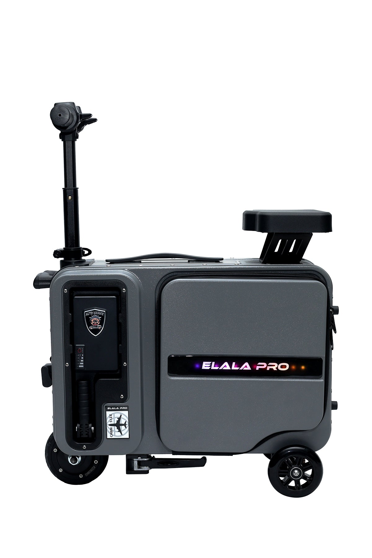 ELALA Pro Rideable Smart Luggage with Adjustable Comfort Seat Grey
