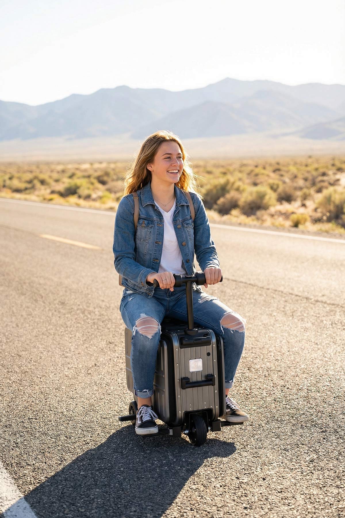 Elala Lite 1 Rideable Electric Scooter Luggage Grey