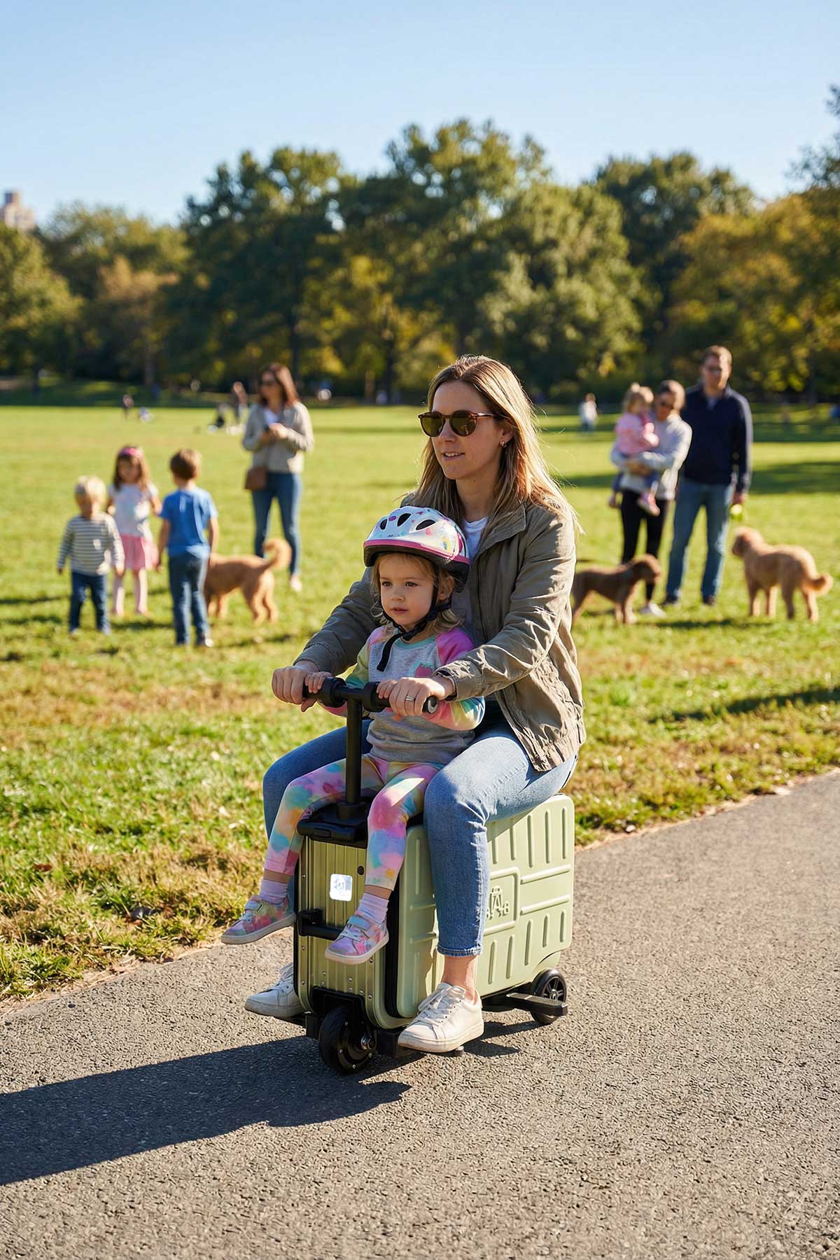 Elala Lite 1 Rideable Electric Scooter Luggage Green